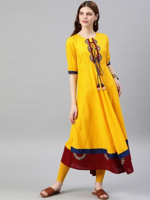 Yash Gallery Women Embellished Anarkali Kurta(Yellow)