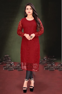 NISHU FASHION MART Women Self Design A-line Kurta(Maroon)