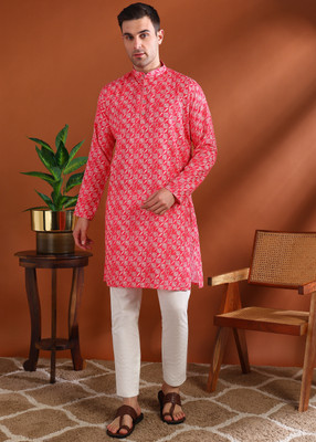 allan peter Men Printed Straight Kurta(Multicolor)