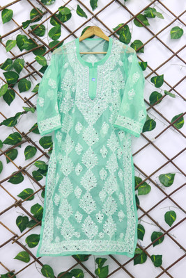 arifchikanart Women Embroidered Ethnic Dress Kurta(Green)