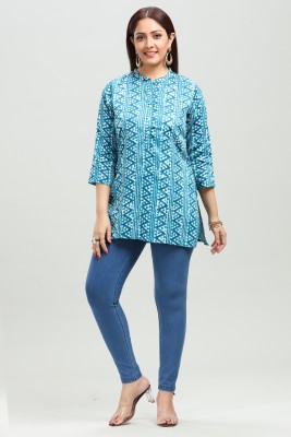 Cotton Culture Women Printed Straight Kurta(Blue)