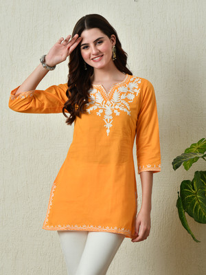 Akshatani Women Embroidered Straight Kurta(Red)