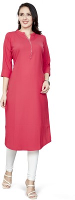 Nioni Women Solid Straight Kurta(Red)