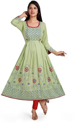 MK Fashion Hub Women Self Design Anarkali Kurta(Light Green)