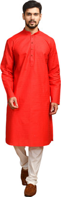 CS Eastern Looms Men Embroidered, Solid Straight Kurta(Red)