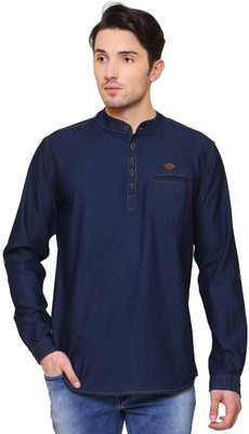 KUONS AVENUE Men Solid Straight Kurta(Blue)