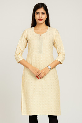 Avyaan Fashions Women Printed A-line Kurta(Yellow)