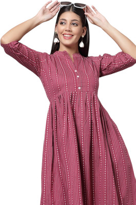 Texpa Creation Women Printed A-line Kurta(Pink)