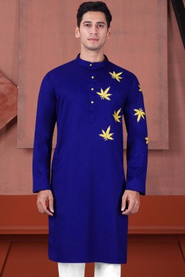 french crown Men Embroidered Ethnic Dress Kurta(Blue)