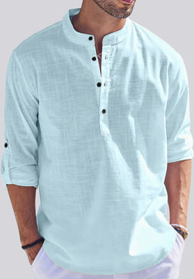 ZARTHA Men Solid Straight Kurta(Light Blue)