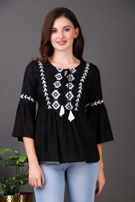 Taranjal Casual Printed Women Black Top