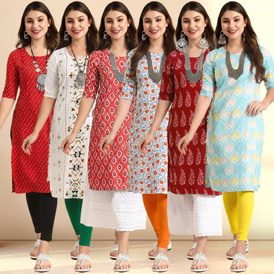 1 Stop Fashion Women Printed Straight Kurta(Multicolor)