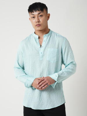 VASTRADO Men Self Design Straight Kurta(Light Blue)