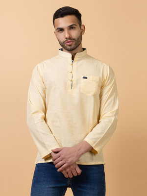 ORGANIC ARMISTO Men Solid Straight Kurta(Beige)