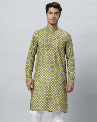 GlobalRang Men Abstract, Printed Straight Kurta(Multicolor)