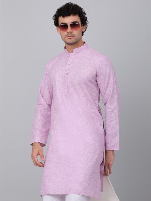 kraft india Men Solid Straight Kurta(Purple)