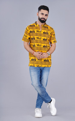 Hiyanshi Men Printed Ethnic Dress Kurta(Yellow)