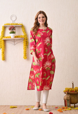 JASORIYA Women Printed A-line Kurta(Red)