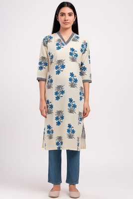 HOUSEOFASH Women Floral Print Straight Kurta(Red)