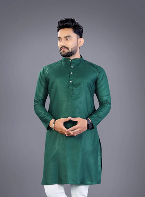COCHICO ENTERPRISE Men Solid Straight Kurta(Green)