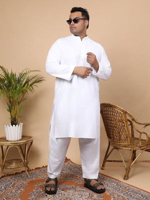 XMEX Men Solid Straight Kurta(White)