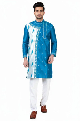 DASKAART Men Embroidered, Embellished, Self Design Ethnic Dress Kurta(Blue)