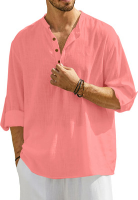 ZOMBOM Men Solid Straight Kurta(White)