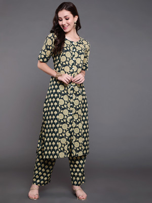 Antaran Women Printed Straight Kurta(Green)
