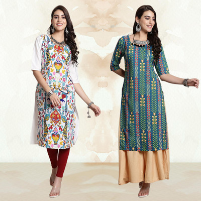 Moda Rapido Women Printed A-line Kurta(Multicolor)