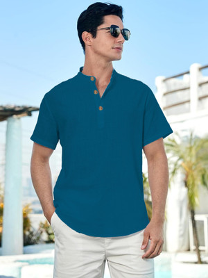 UNIFAV Men Solid Straight Kurta(Blue)