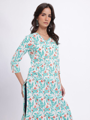Anouk Rustic Women Floral Print Straight Kurta(Multicolor)