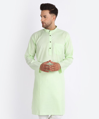 BANHUSSAIN Men Solid Straight Kurta(Light Green)