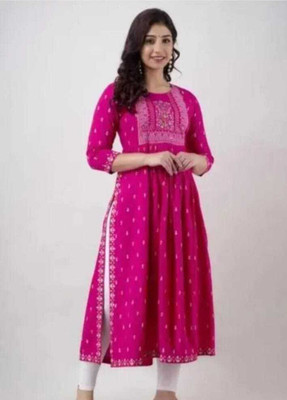 SHAHIN CREATION Women Embroidered Anarkali Kurta(Pink)