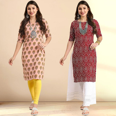 EthnicBasket Women Printed Straight Kurta(Multicolor)