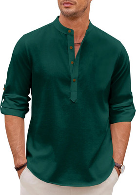 ZIRPIX Men Solid Straight Kurta(Green)