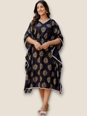 KurtisHouse Women Printed Straight Kurta(Black)