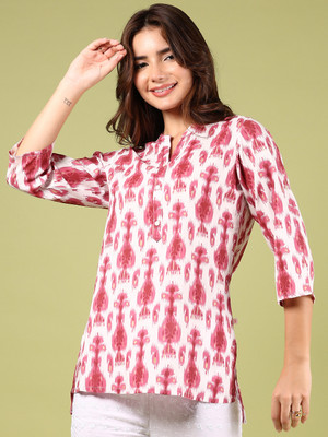 V-MART Women Printed A-line Kurta(Pink)