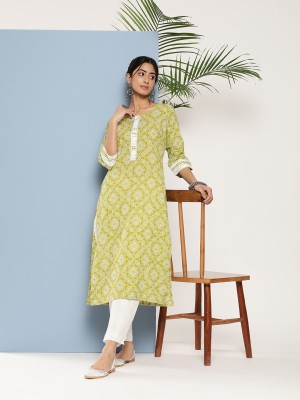 LIBAS Women Printed Straight Kurta(Green)