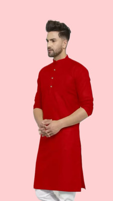 Anuj Fashion Men Solid A-line Kurta(Red)