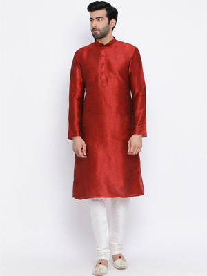 Namaskar Men Solid Straight Kurta(Maroon)