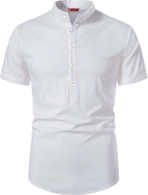 Yugnik Men Solid A-line Kurta(White)