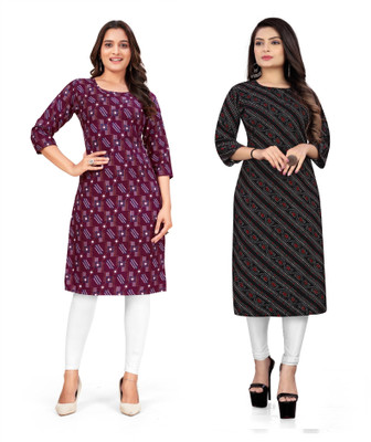deshmi fashion Women Printed Straight Kurta(Multicolor)