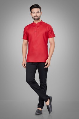 JUGG JUGG JEEYO Men Solid Straight Kurta(Red)