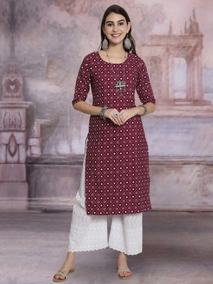 Moda Rapido Women Printed Straight Kurta(Multicolor)