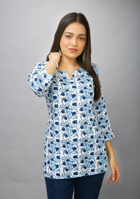 Shivam Fashion Women Printed A-line Kurta(Blue)