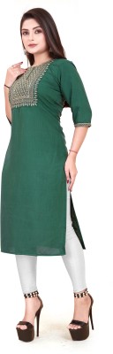 TITHIGARMENTS Women Embroidered A-line Kurta(Green)