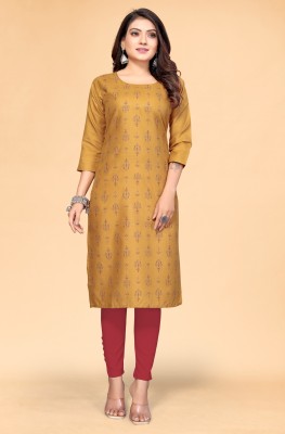 VIVA N DIVA Women Printed Straight Kurta(Beige)