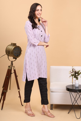 Attire Aspire Women Printed Straight Kurta(Purple)