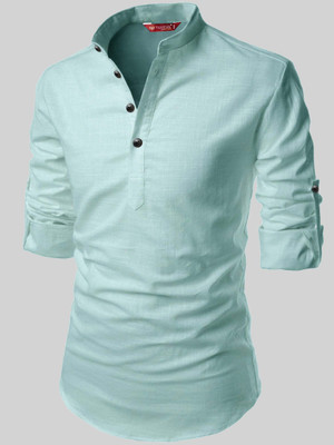 Yugnik Men Solid A-line Kurta(Light Blue)