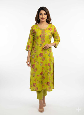 sw world Women Floral Print, Printed Tunic Kurta(White)